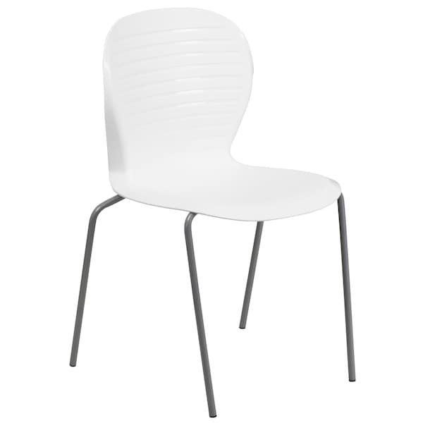 Flash Furniture Stack Chair, Plastic, 551 lb. Capacity, Wht - RUT-3-WH-GG