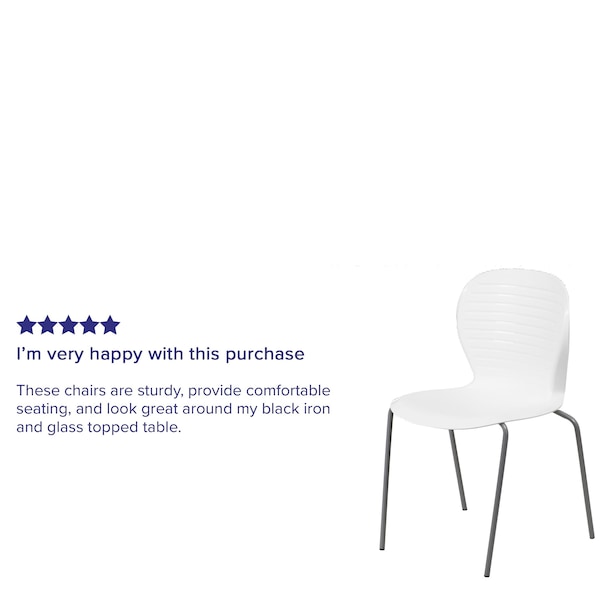 Flash Furniture Stack Chair, Plastic, 551 lb. Capacity, Wht - RUT-3-WH-GG