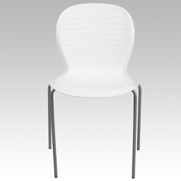 Flash Furniture Stack Chair, Plastic, 551 lb. Capacity, Wht - RUT-3-WH-GG