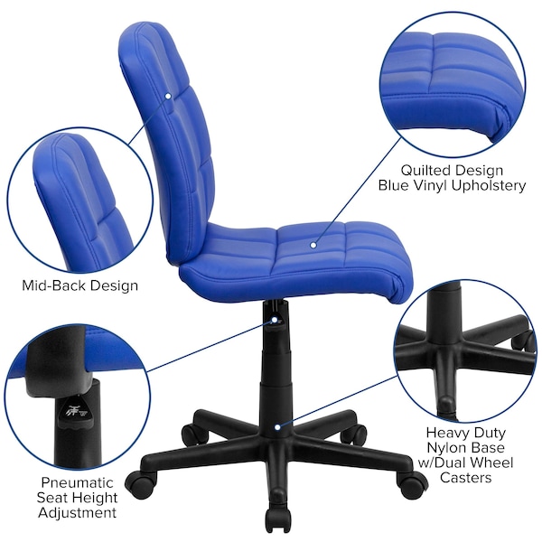 Flash Furniture Vinyl Contemporary Chair, 16-3/4" to 21-3/4, Blue - GO-1691-1-BLUE-GG