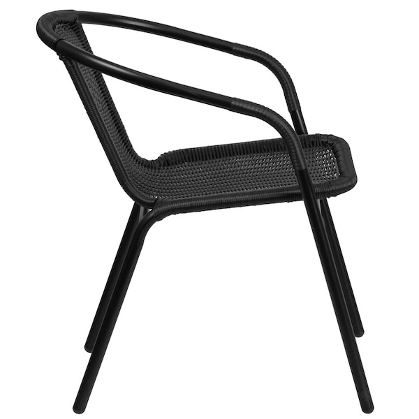 Flash Furniture Black Rattan Indoor-Outdoor Stack Chair - TLH-037-BK-GG