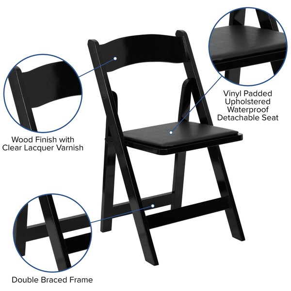 Flash Furniture Folding Chair, Wood, Black - XF-2902-BK-WOOD-GG