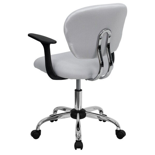 Flash Furniture Mesh Task Chair, 17-1/4" to 21", Fixed Arms, White - H-2376-F-WHT-ARMS-GG