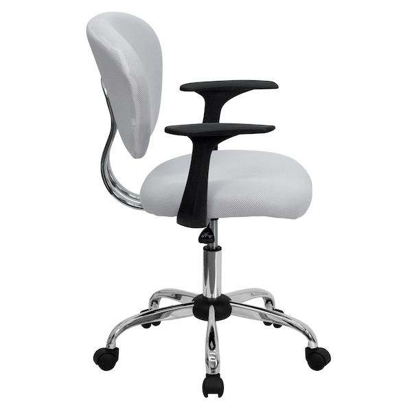 Flash Furniture Mesh Task Chair, 17-1/4" to 21", Fixed Arms, White - H-2376-F-WHT-ARMS-GG