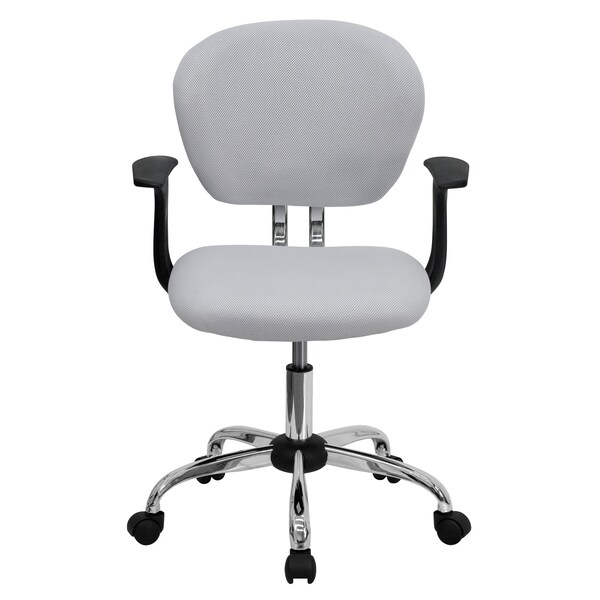 Flash Furniture Mesh Task Chair, 17-1/4" to 21", Fixed Arms, White - H-2376-F-WHT-ARMS-GG