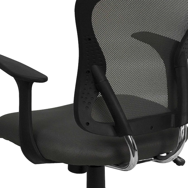 Flash Furniture Task Chair, 18" to 22", Fixed Arms, Dark Gray - H-8369F-DK-GY-GG