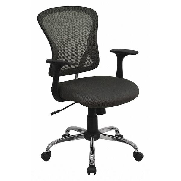 Flash Furniture Task Chair, 18" to 22", Fixed Arms, Dark Gray - H-8369F-DK-GY-GG