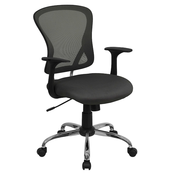 Flash Furniture Task Chair, 18" to 22", Fixed Arms, Dark Gray - H-8369F-DK-GY-GG