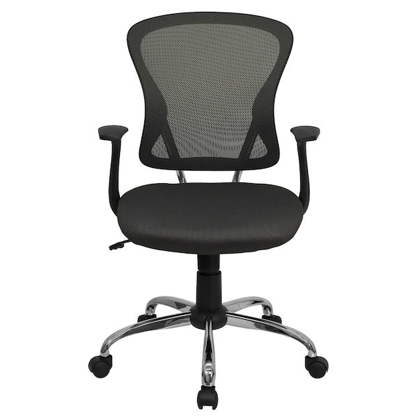 Flash Furniture Task Chair, 18" to 22", Fixed Arms, Dark Gray - H-8369F-DK-GY-GG