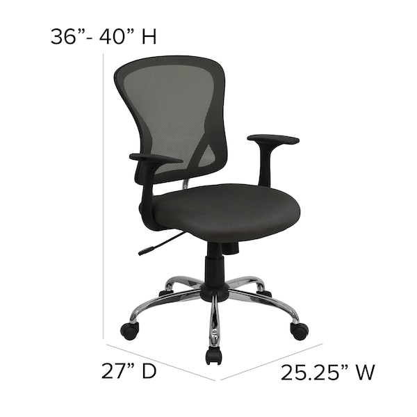 Flash Furniture Task Chair, 18" to 22", Fixed Arms, Dark Gray - H-8369F-DK-GY-GG