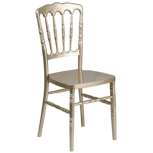 Flash Furniture HERCULES Series Gold Resin Stacking Napoleon Chair - 2-LE-L-MON-GD-GG