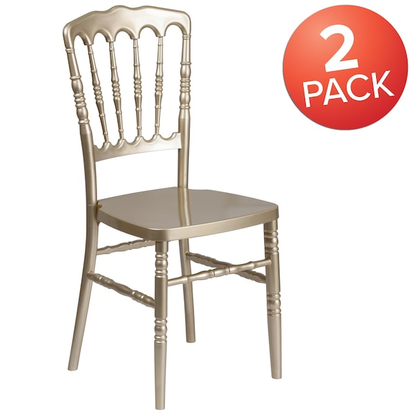 Flash Furniture HERCULES Series Gold Resin Stacking Napoleon Chair - 2-LE-L-MON-GD-GG