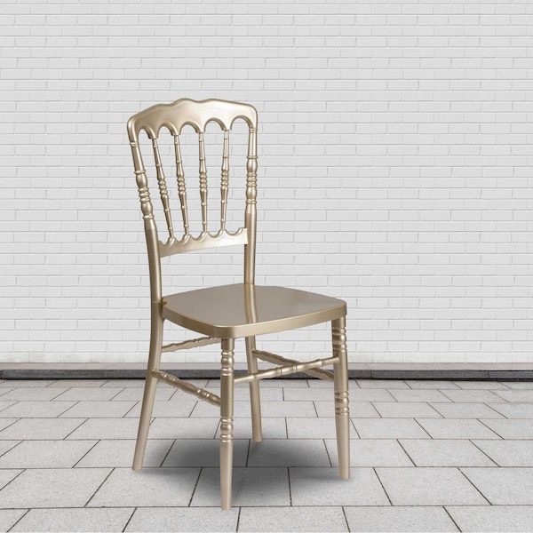 Flash Furniture HERCULES Series Gold Resin Stacking Napoleon Chair - 2-LE-L-MON-GD-GG