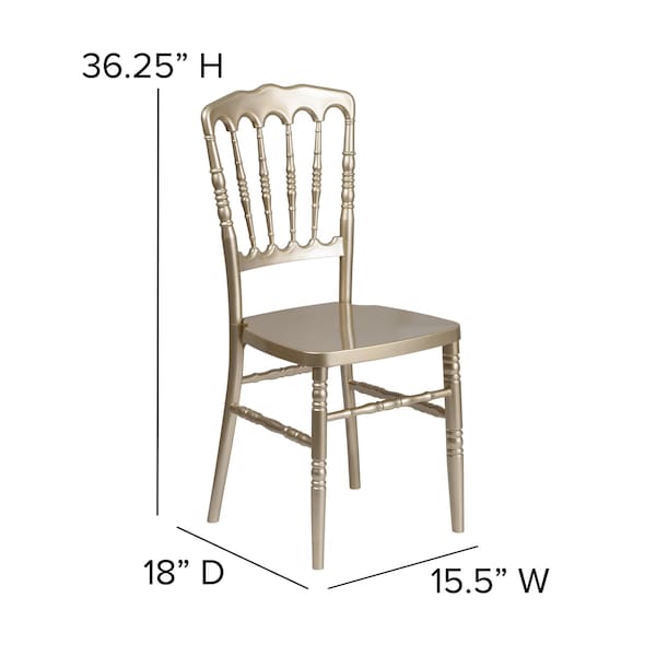 Flash Furniture HERCULES Series Gold Resin Stacking Napoleon Chair - 2-LE-L-MON-GD-GG