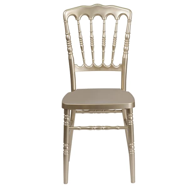 Flash Furniture HERCULES Series Gold Resin Stacking Napoleon Chair - 2-LE-L-MON-GD-GG