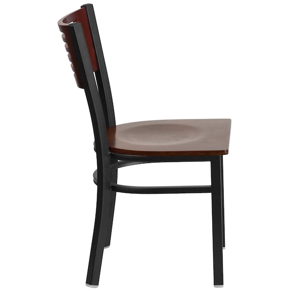 Flash Furniture Bk/Mah Slat Chair-Wood Seat - 2-XU-DG-6G5B-MAH-MTL-GG