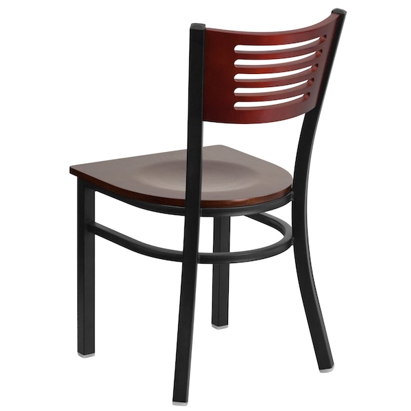 Flash Furniture Bk/Mah Slat Chair-Wood Seat - 2-XU-DG-6G5B-MAH-MTL-GG