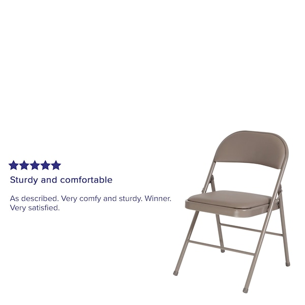 Flash Furniture HERCULES Series Double Braced Gray Vinyl Folding Chair - 2-HA-F003D-GY-GG