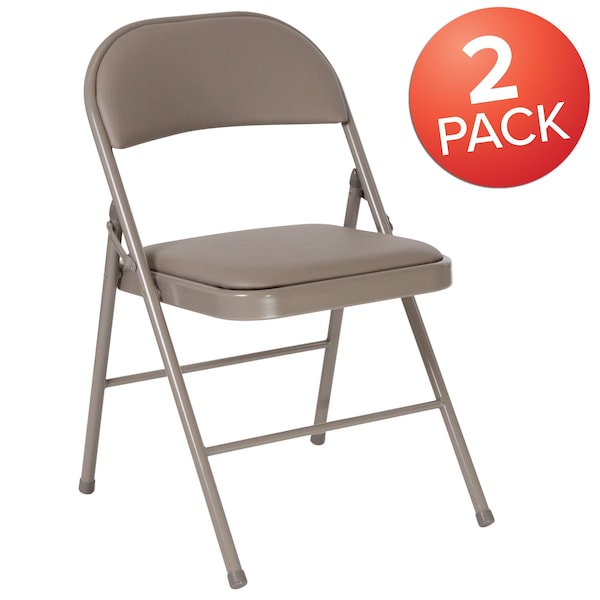 Flash Furniture HERCULES Series Double Braced Gray Vinyl Folding Chair - 2-HA-F003D-GY-GG