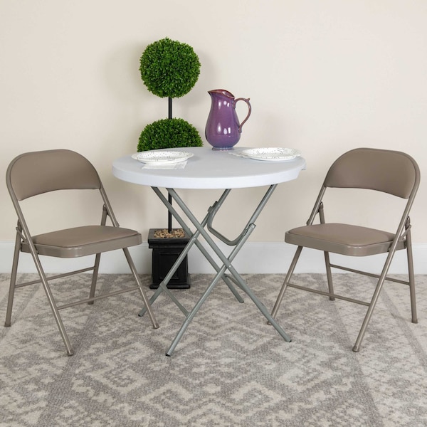 Flash Furniture HERCULES Series Double Braced Gray Vinyl Folding Chair - 2-HA-F003D-GY-GG