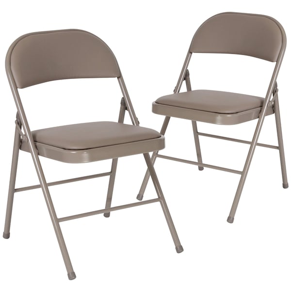 Flash Furniture HERCULES Series Double Braced Gray Vinyl Folding Chair - 2-HA-F003D-GY-GG