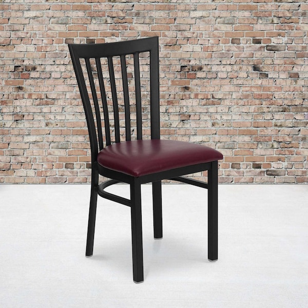 Flash Furniture Black School House Back Metal Restaurant Chair, Burgundy Vinyl Seat, PK2 - 2-XU-DG6Q4BSCH-BURV-GG