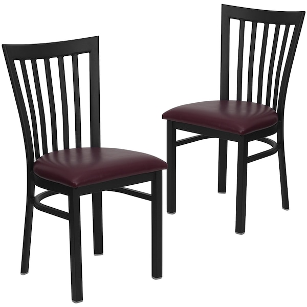 Flash Furniture Black School House Back Metal Restaurant Chair, Burgundy Vinyl Seat, PK2 - 2-XU-DG6Q4BSCH-BURV-GG