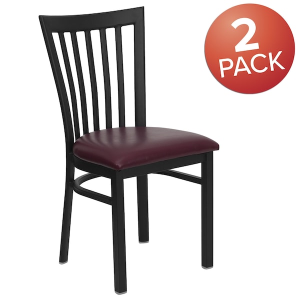 Flash Furniture Black School House Back Metal Restaurant Chair, Burgundy Vinyl Seat, PK2 - 2-XU-DG6Q4BSCH-BURV-GG