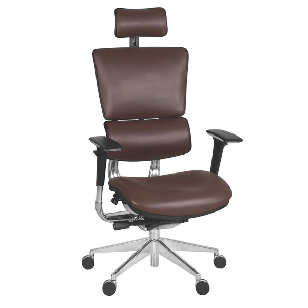Regency Omega Ergonomic Leather Executive Office Chair with Headrest/Adjustable Lumbar Support, Chocolate - OMG004CH