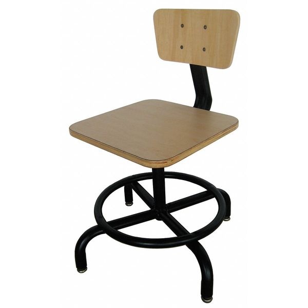 Zoro Select Task Stool, 18-1/2 in to 23-1/4 in Height, Plywood, Wood - 5NWH9