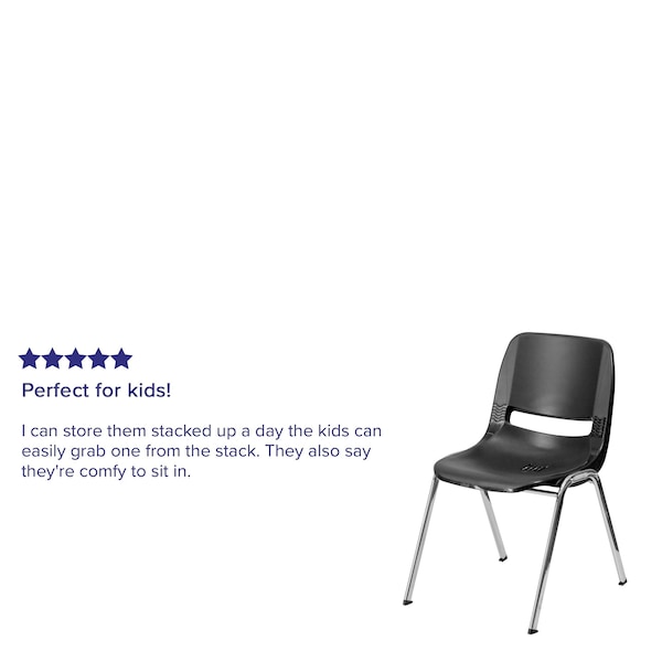 Flash Furniture Black Plastic Stack Chair - 5-RUT-18-BK-CHR-GG