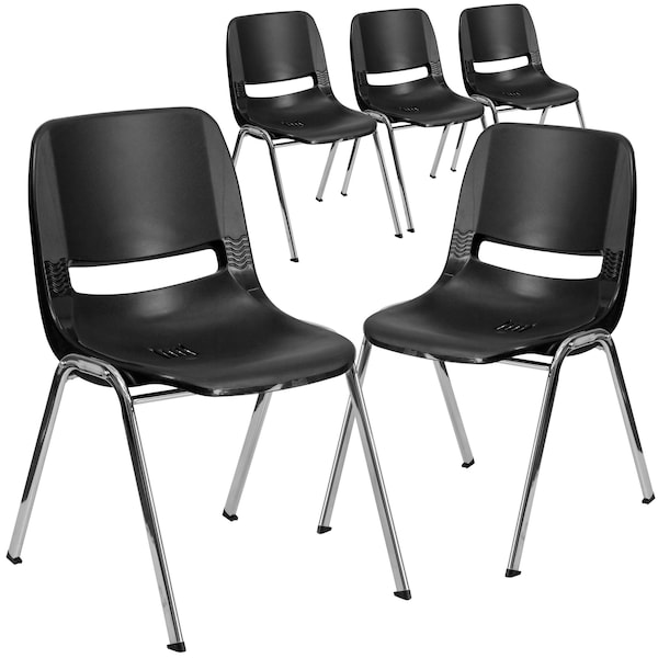 Flash Furniture Black Plastic Stack Chair - 5-RUT-18-BK-CHR-GG