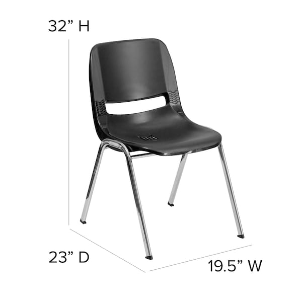 Flash Furniture Black Plastic Stack Chair - 5-RUT-18-BK-CHR-GG