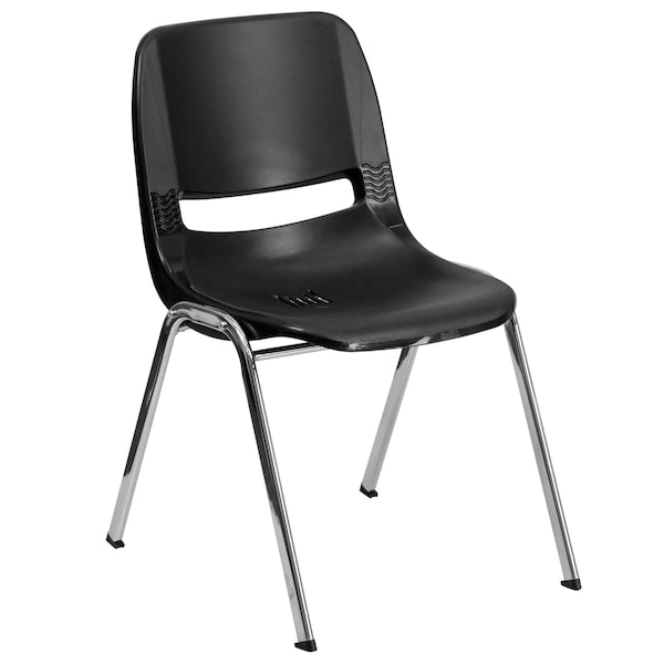 Flash Furniture Black Plastic Stack Chair - 5-RUT-18-BK-CHR-GG