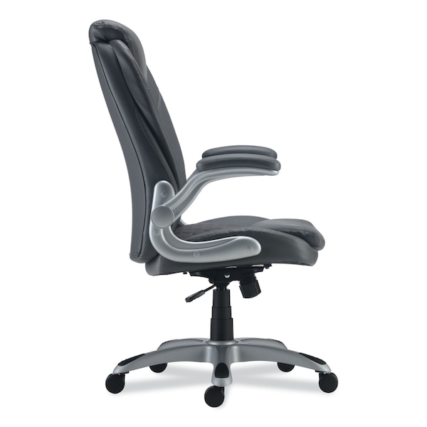 Alera Alera Leithen Bonded Leather Midback Chair, Supports Up to 275 lb, Gray Seat/Back, Silver Base - ALELT4219
