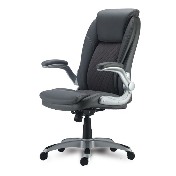 Alera Alera Leithen Bonded Leather Midback Chair, Supports Up to 275 lb, Gray Seat/Back, Silver Base - ALELT4219