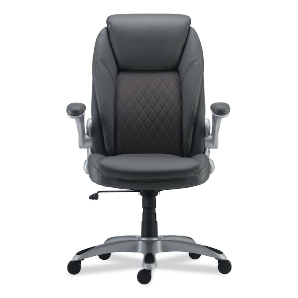 Alera Alera Leithen Bonded Leather Midback Chair, Supports Up to 275 lb, Gray Seat/Back, Silver Base - ALELT4219