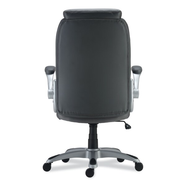 Alera Alera Leithen Bonded Leather Midback Chair, Supports Up to 275 lb, Gray Seat/Back, Silver Base - ALELT4219