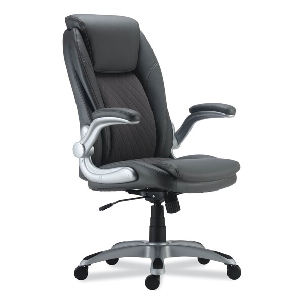 Alera Alera Leithen Bonded Leather Midback Chair, Supports Up to 275 lb, Gray Seat/Back, Silver Base - ALELT4219
