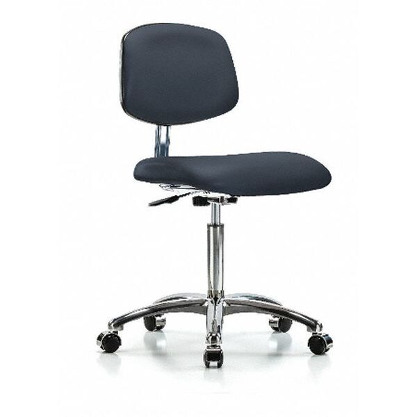 Blue Ridge Ergonomics Clean Room Chair Med Ben Chair, Vin, Chrm, Casters, Nvy, CL10, 22" to 29" Height, Vinyl, Imperial Blue - BR-CLR-VMBCH-CR-NF-CC-8582