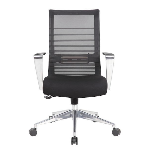 Boss Office Products Execuitve Mesh Task Chair with Aluminum Arms - B6566AL-BK