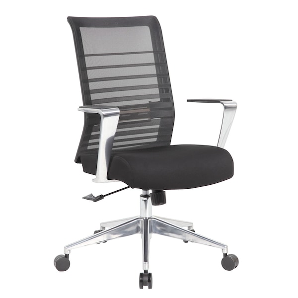 Boss Office Products Execuitve Mesh Task Chair with Aluminum Arms - B6566AL-BK