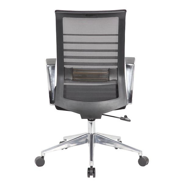 Boss Office Products Execuitve Mesh Task Chair with Aluminum Arms - B6566AL-BK