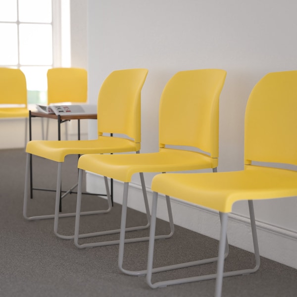Flash Furniture Yellow Plastic Stack Chair, PK5 - 5-RUT-238A-YL-GG