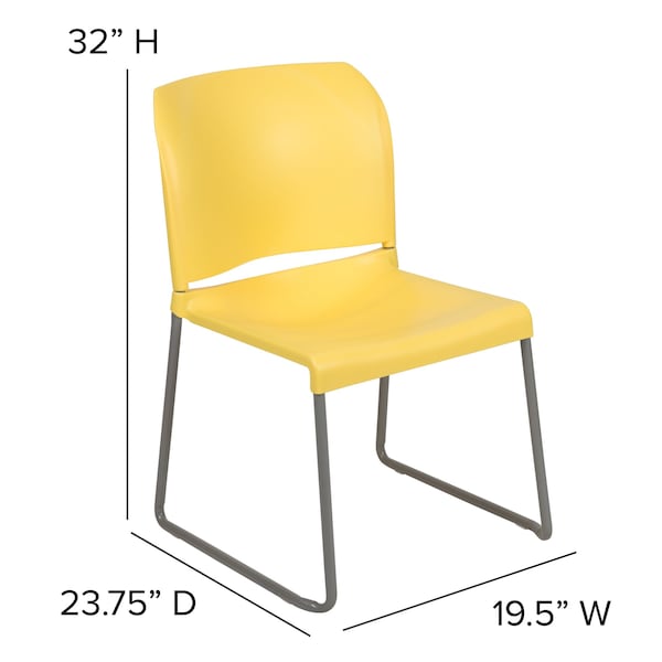 Flash Furniture Yellow Plastic Stack Chair, PK5 - 5-RUT-238A-YL-GG