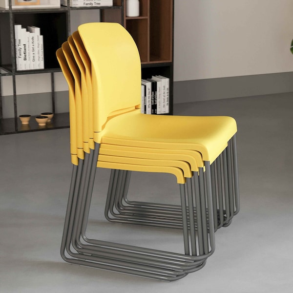 Flash Furniture Yellow Plastic Stack Chair, PK5 - 5-RUT-238A-YL-GG