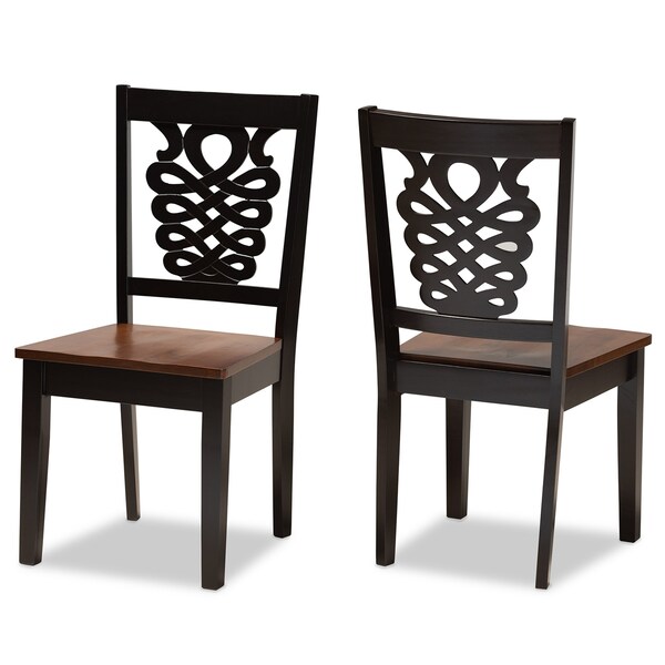 Baxton Studio Gervais Modern Two-Tone Dark Brown and Walnut Brown Finished Wood 2-PC Dining Chair Set - 178-11384-ZORO