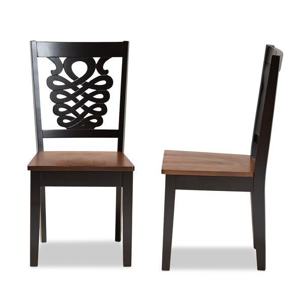 Baxton Studio Gervais Modern Two-Tone Dark Brown and Walnut Brown Finished Wood 2-PC Dining Chair Set - 178-11384-ZORO