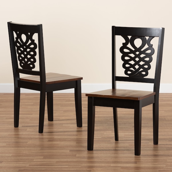 Baxton Studio Gervais Modern Two-Tone Dark Brown and Walnut Brown Finished Wood 2-PC Dining Chair Set - 178-11384-ZORO