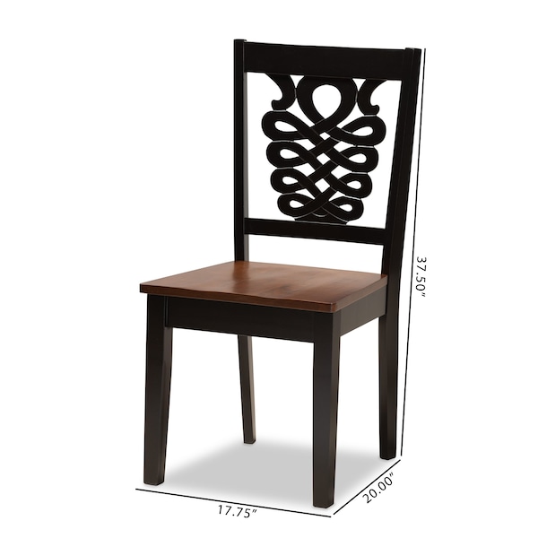 Baxton Studio Gervais Modern Two-Tone Dark Brown and Walnut Brown Finished Wood 2-PC Dining Chair Set - 178-11384-ZORO